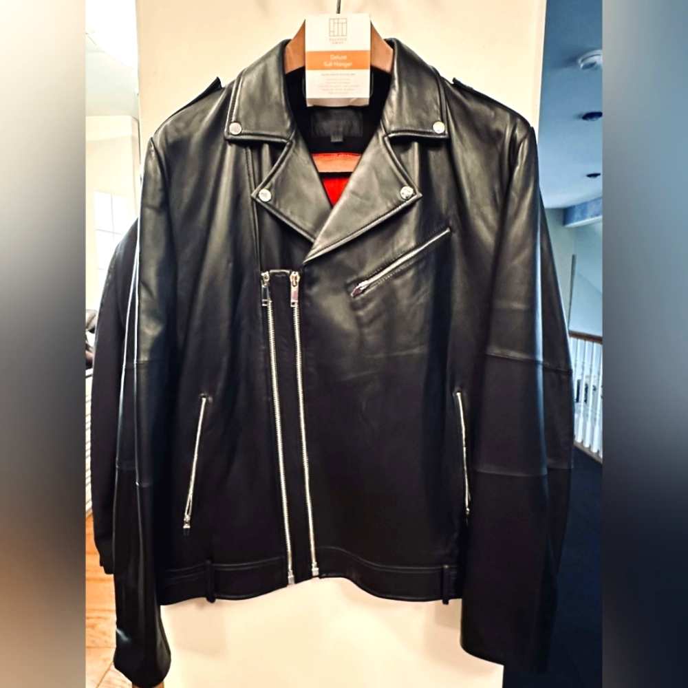 NWOT Cadogan Apollo Leather Jacket - US XXL, Black/Red